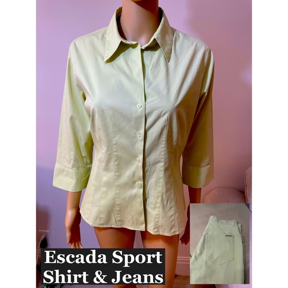 Escada Pants - Escada Sport Button Down Shirt & Jeans Sz 38 US 8